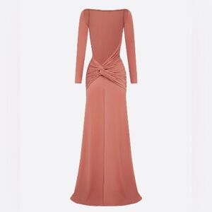 Alex Perry Long Sleeve Terracotta Dress